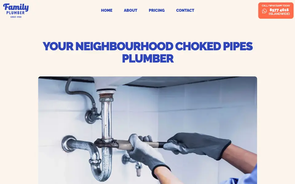 Family Plumber Singapore website homepage, 4 Oct 2026