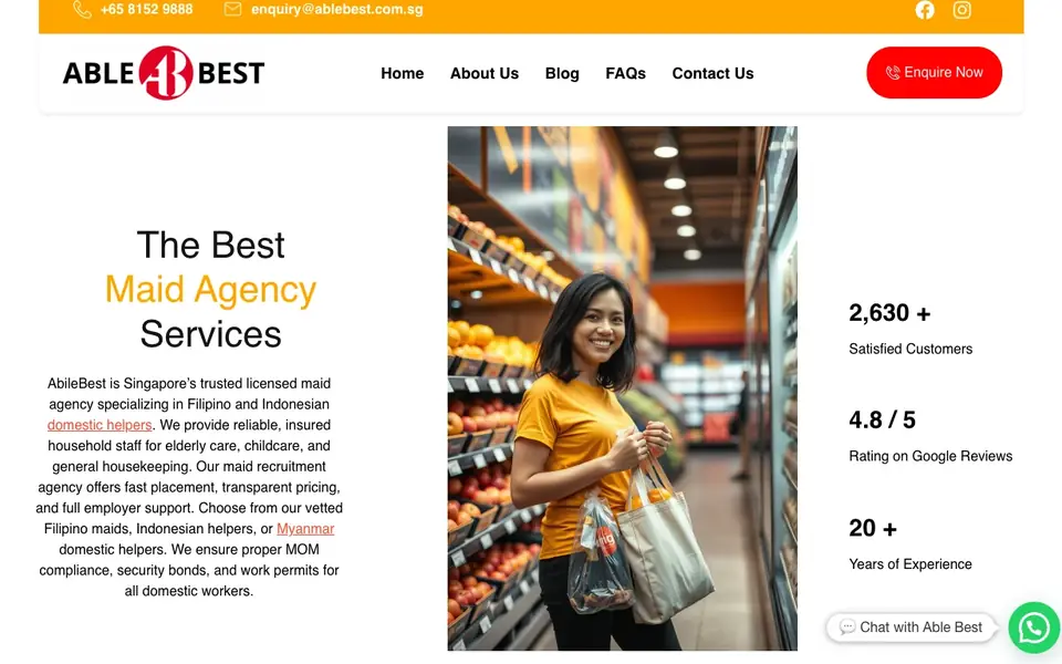 Able Best Employment Agency website homepage, 4 Oct 2026