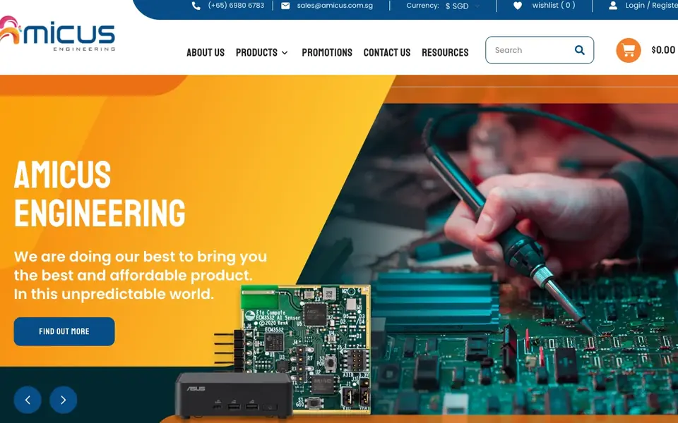 Amicus Engineering Pte Ltd website homepage, 4 Oct 2026