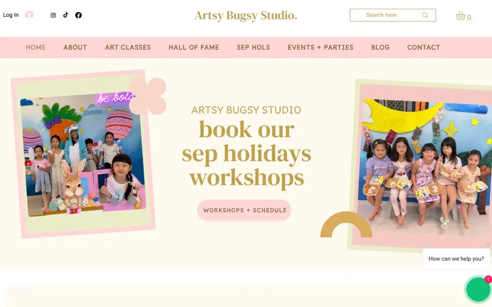 Artsy Bugsy Studio website homepage, 4 Oct 2026