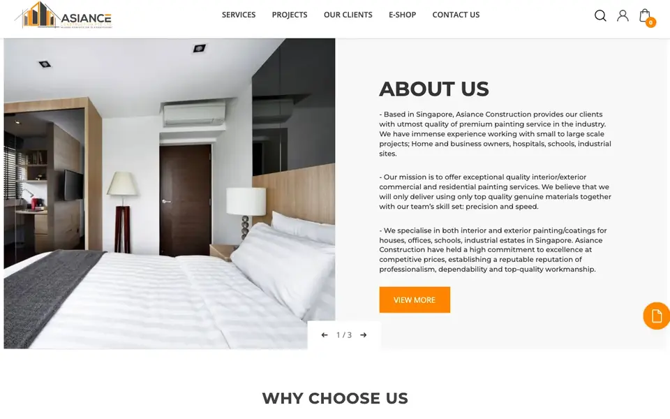 Asiance Construction website homepage, 4 Oct 2026