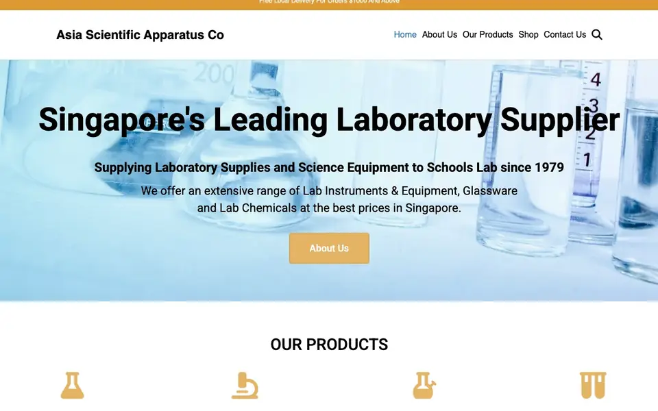 Asia Scientific Apparatus Co website homepage, 4 Oct 2026