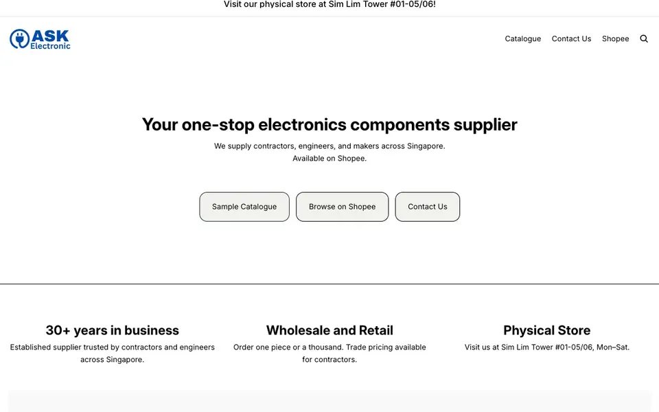 A S K Electronic Pte Ltd website homepage, 4 Oct 2026