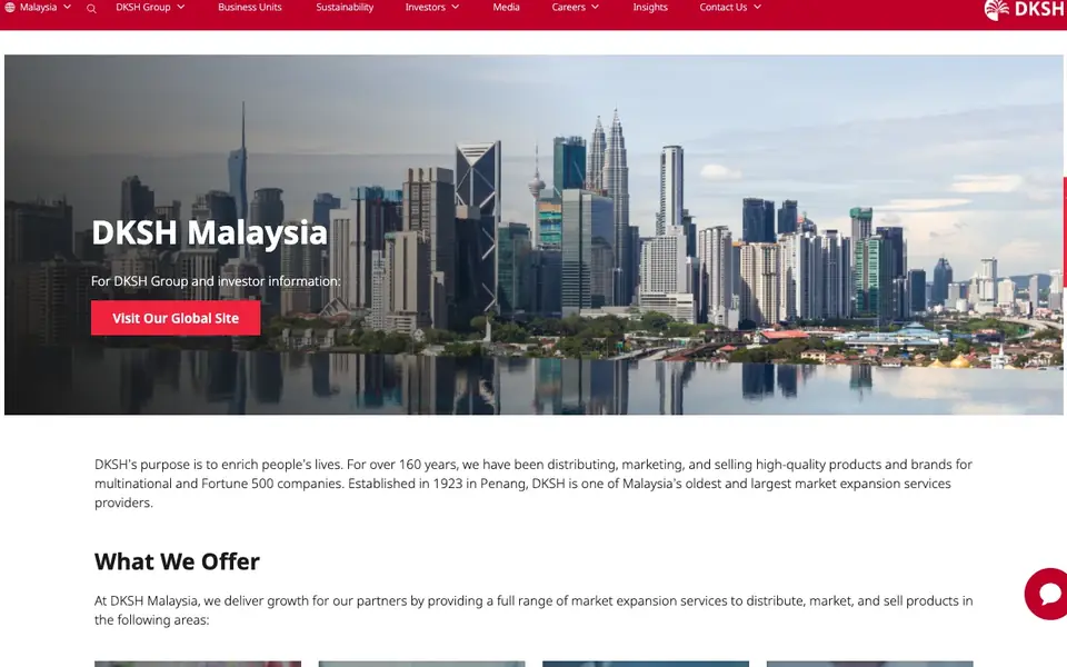 DKSH Singapore website homepage, 4 Oct 2026