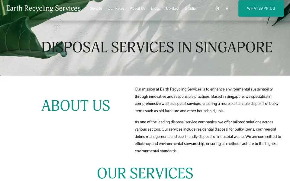 Earth Recycling Services website homepage, 4 Oct 2026