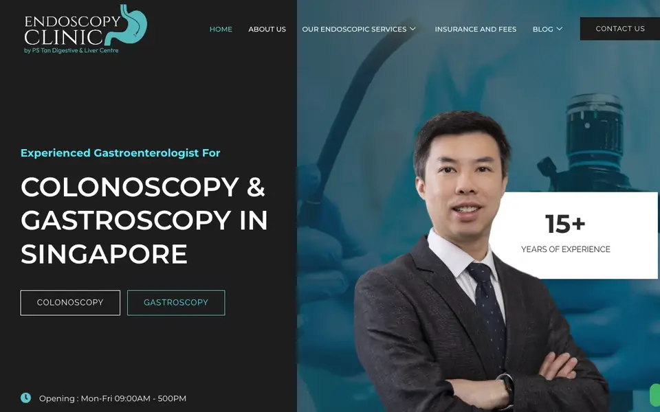 Endoscopy Clinic By PS Tan Digestive And Liver Centre website homepage, 4 Oct 2026