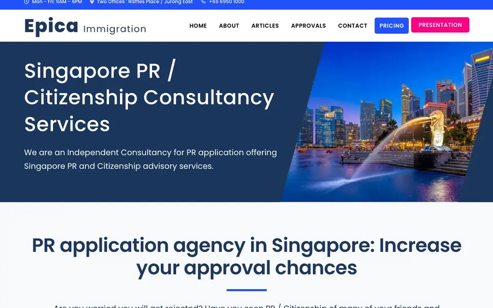 Epica Immigration website homepage, 4 Oct 2026