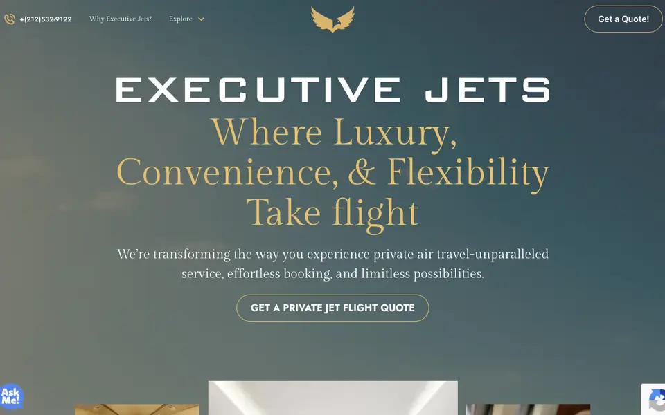 Executive Jets website homepage, 4 Oct 2026