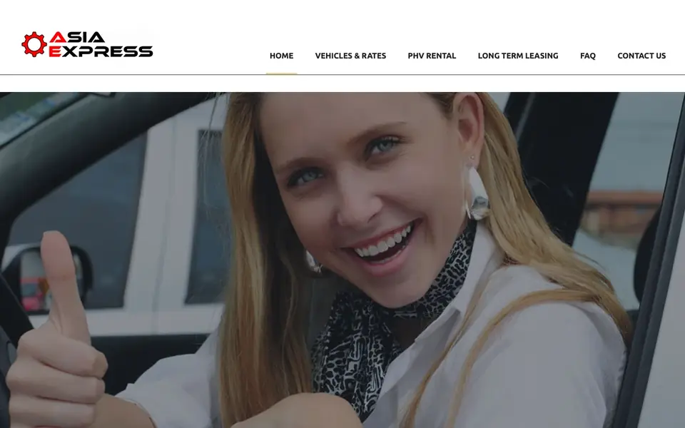 Asia Express Car Rental website homepage, 4 Oct 2026