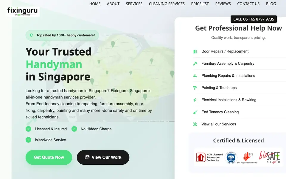 Fixinguru website homepage, 4 Oct 2026