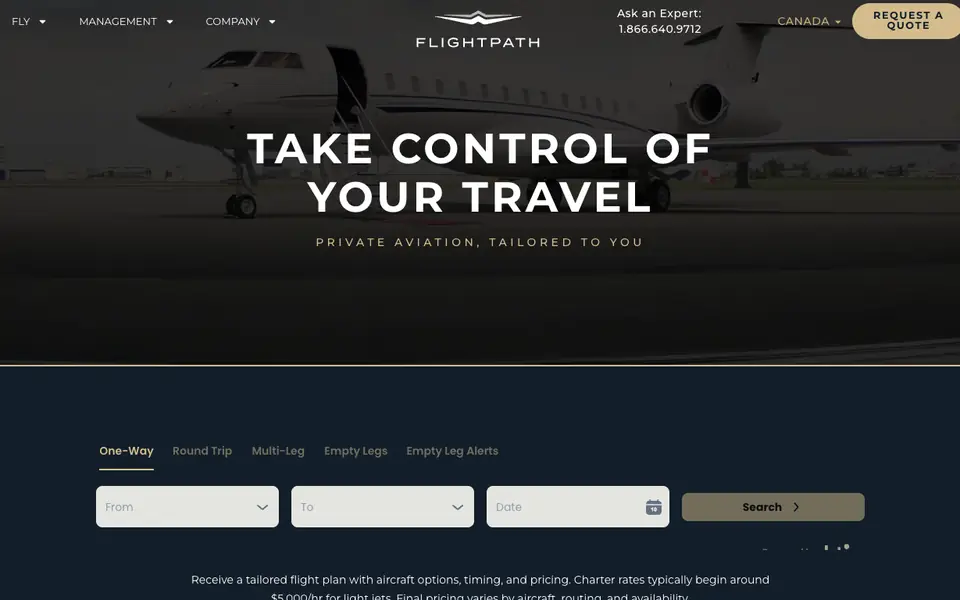 Flightpath website homepage, 4 Oct 2026