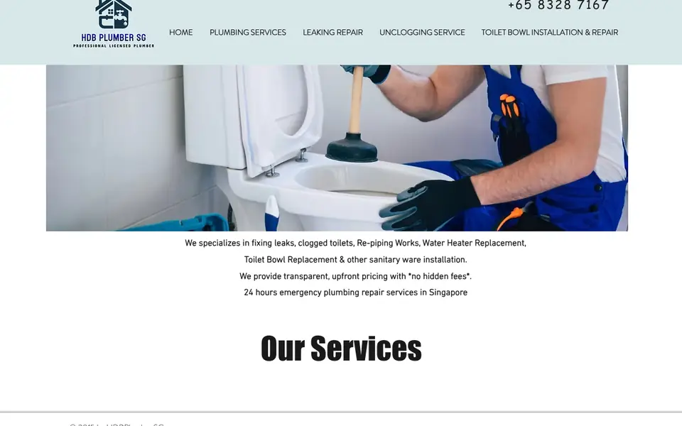 HDB Plumber SG website homepage, 4 Oct 2026