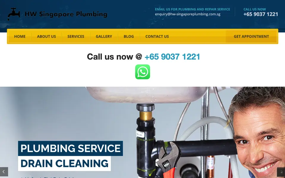 HW Singapore Licensed Plumber website homepage, 4 Oct 2026