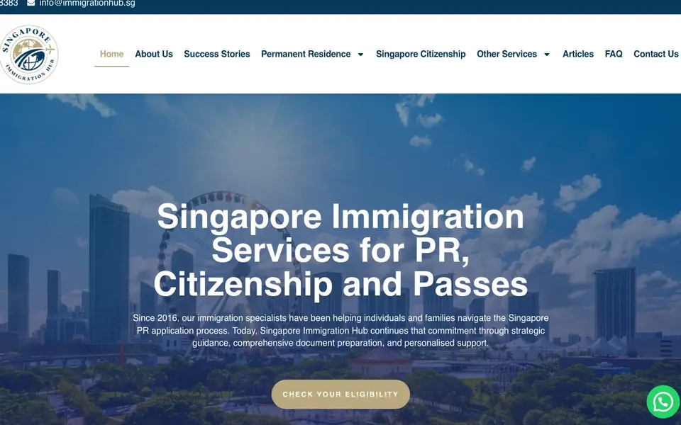 Singapore Immigration Hub website homepage, 4 Oct 2026