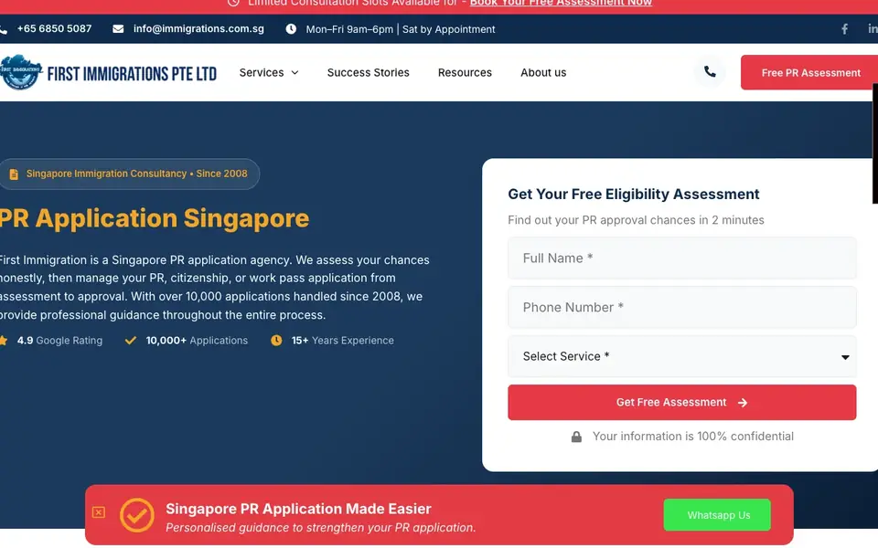 First Immigrations website homepage, 4 Oct 2026