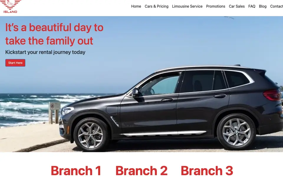 Island Car Rental & Leasing website homepage, 4 Oct 2026