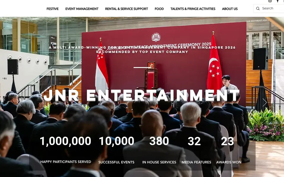JNR Entertainment website homepage, 4 Oct 2026