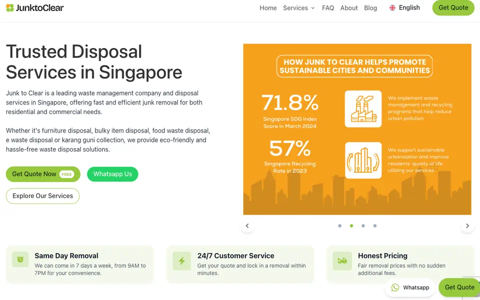 Junk To Clear website homepage, 4 Oct 2026