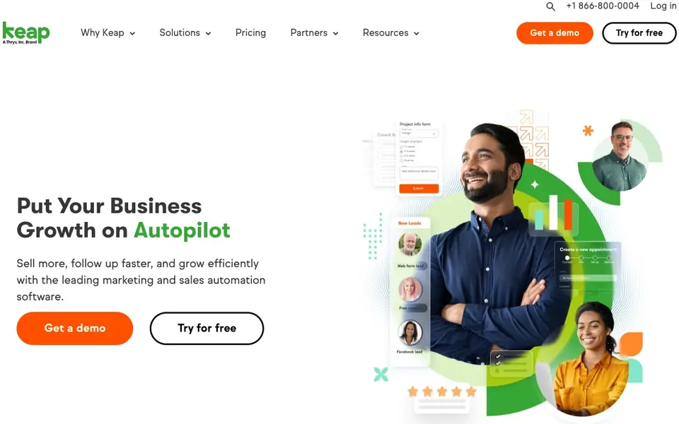 Keap website homepage, 4 Oct 2026