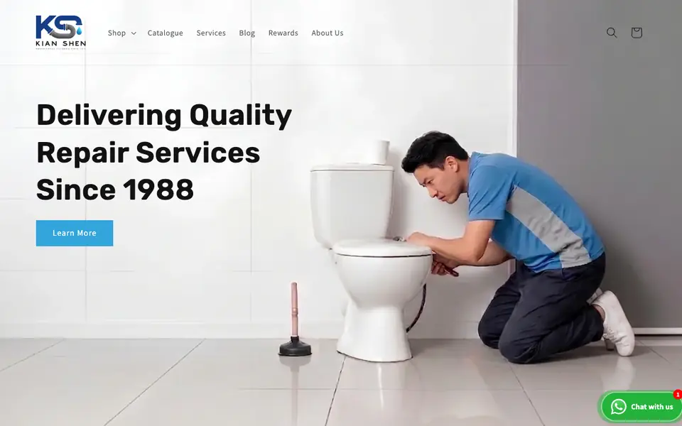 Kian Shen Trading & Plumbing Services website homepage, 4 Oct 2026