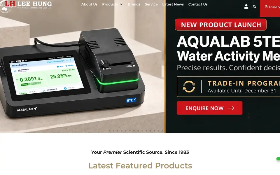 Lee Hung Scientific Pte Ltd website homepage, 4 Oct 2026
