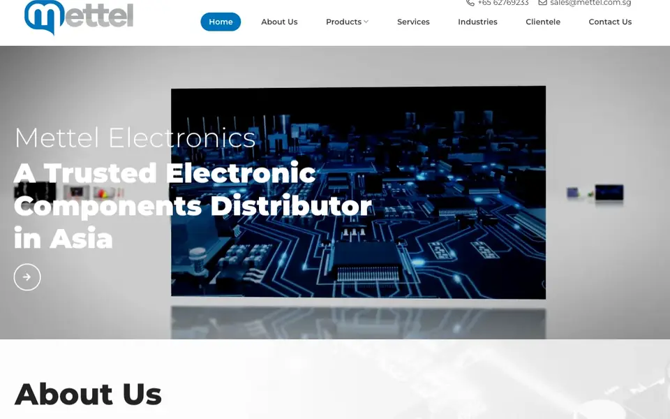 Mettel Electronics Pte Ltd website homepage, 4 Oct 2026