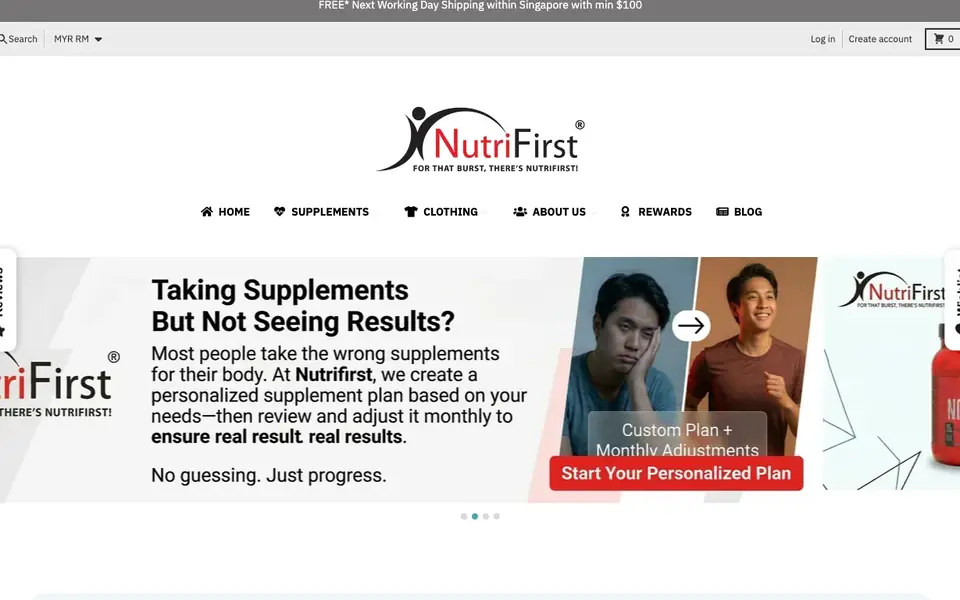 NutriFirst Pte Ltd website homepage, 4 Oct 2026