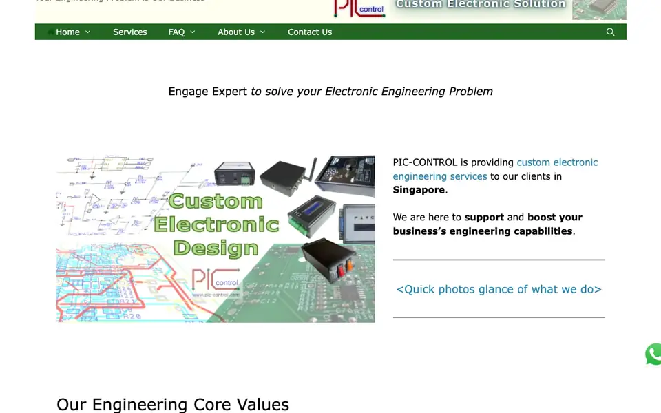 PIC-CONTROL Pte. Ltd website homepage, 4 Oct 2026