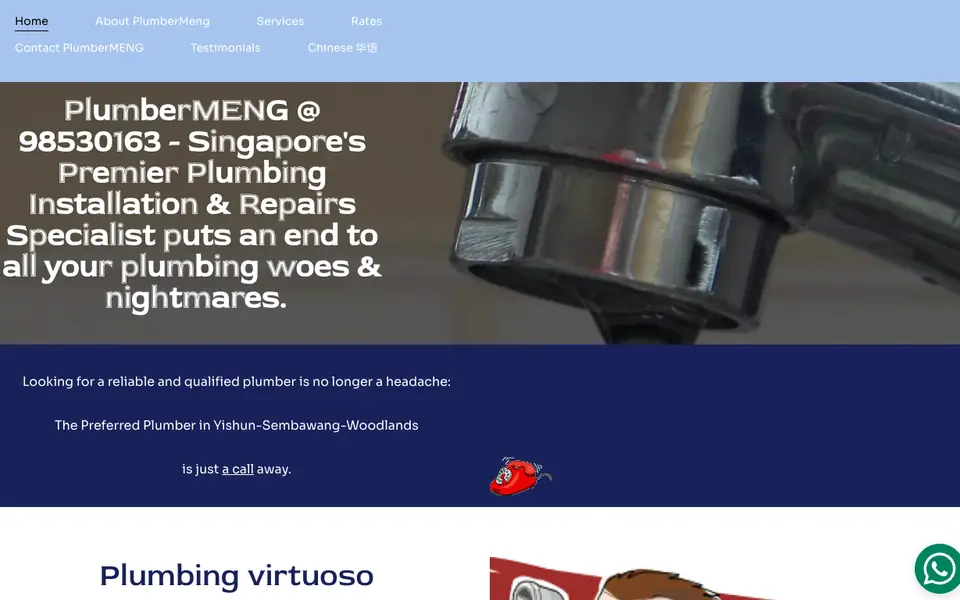 PlumberMENG website homepage, 4 Oct 2026