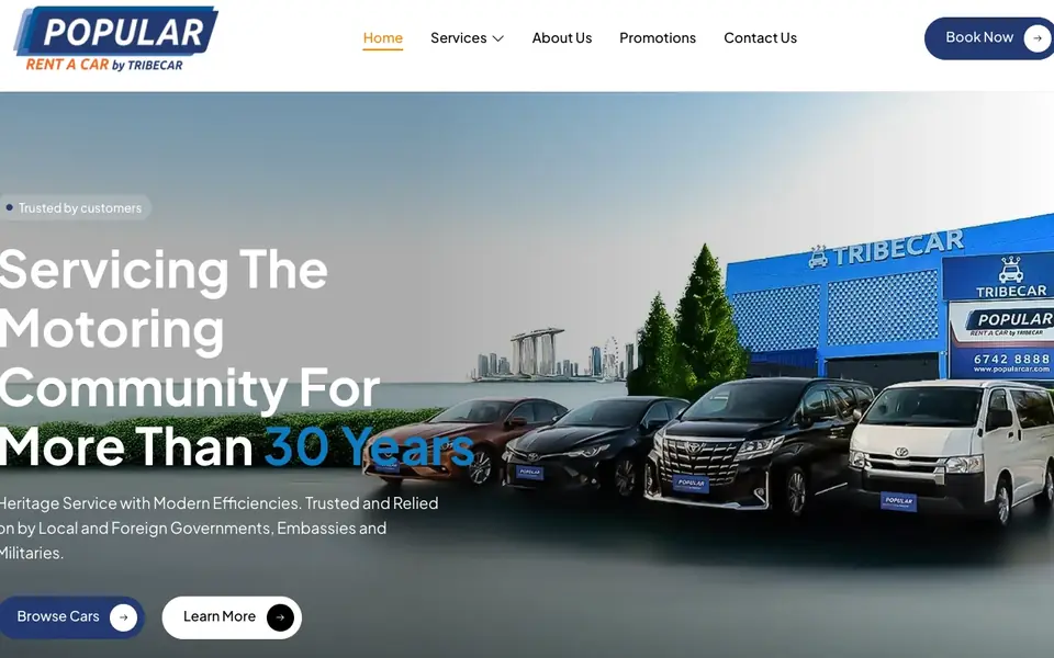 Popular Rent A Car website homepage, 4 Oct 2026