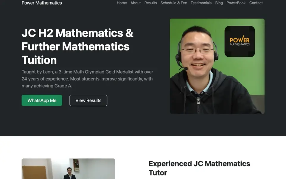 Power Mathematics website homepage, 4 Oct 2026