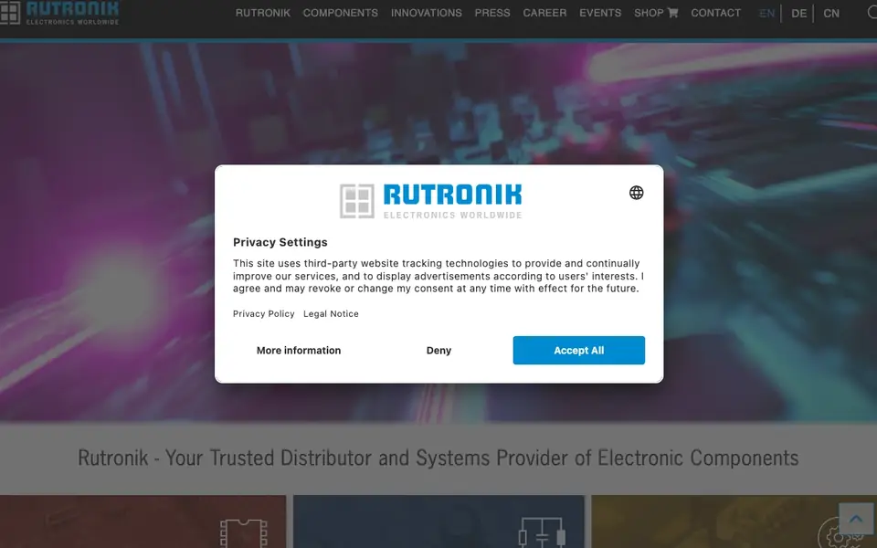 Rutronik Electronics Singapore website homepage, 4 Oct 2026