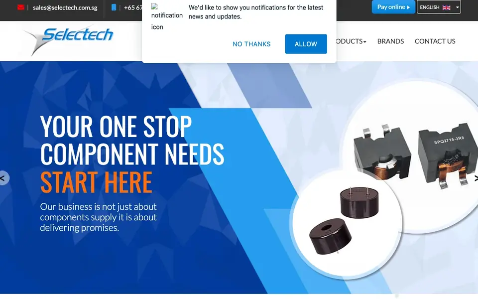 Selectech Pte Ltd website homepage, 4 Oct 2026
