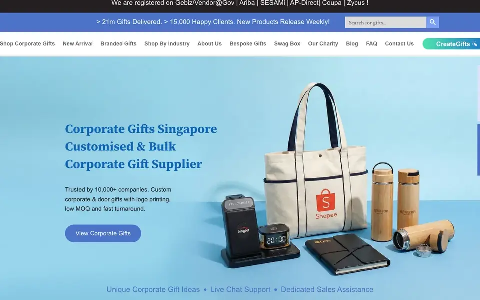 ShopGifts website homepage, 4 Oct 2026
