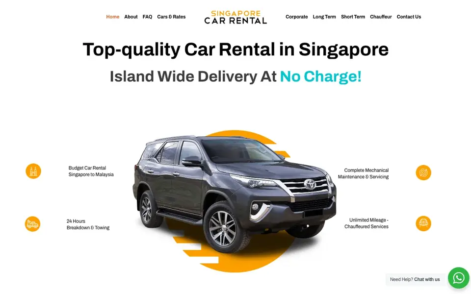 Singapore Car Rental website homepage, 4 Oct 2026