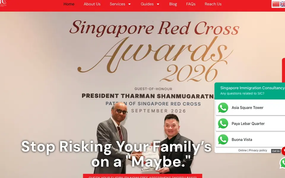 Singapore Immigration Consultancy website homepage, 4 Oct 2026