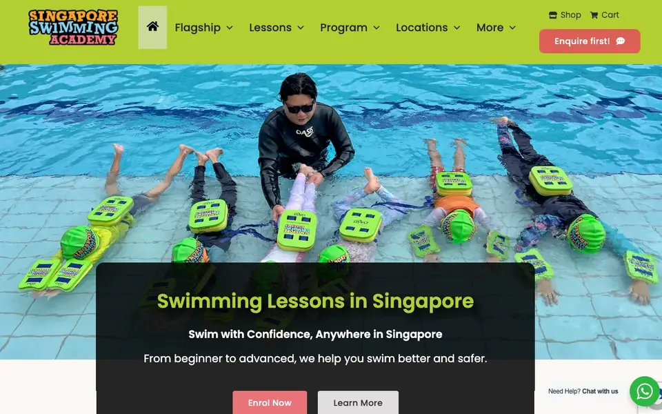 Singapore Swimming Academy website homepage, 4 Oct 2026