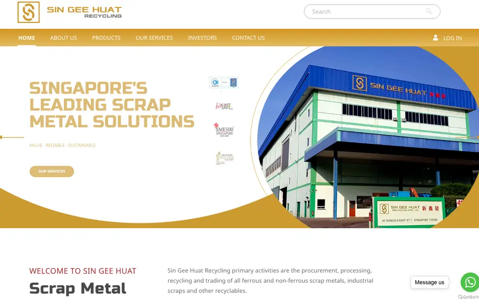 SIN GEE HUAT RECYCLING website homepage, 4 Oct 2026