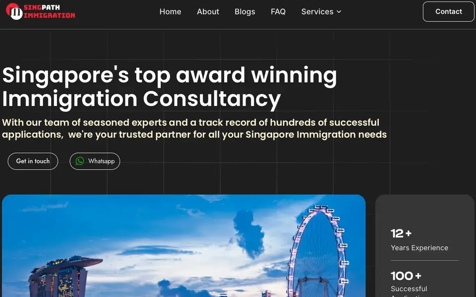 SingPath Immigration website homepage, 4 Oct 2026