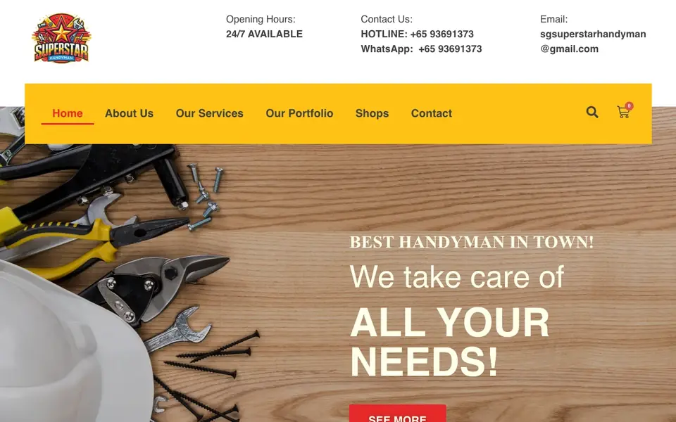 Superstar Handyman Singapore website homepage, 4 Oct 2026