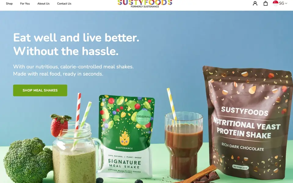 Sustyfoods website homepage, 4 Oct 2026