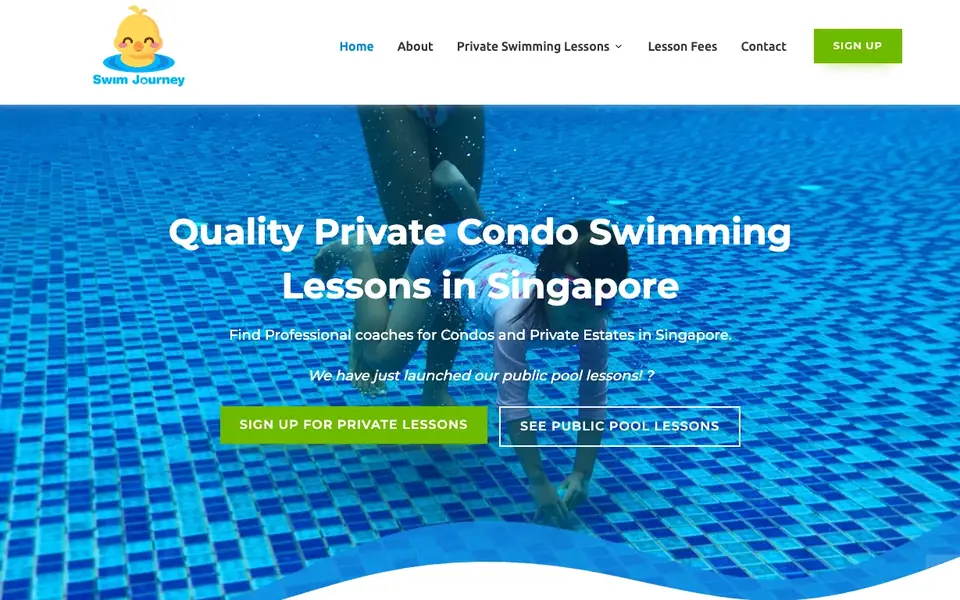 SwimJourney – Swimming Lessons Singapore website homepage, 4 Oct 2026