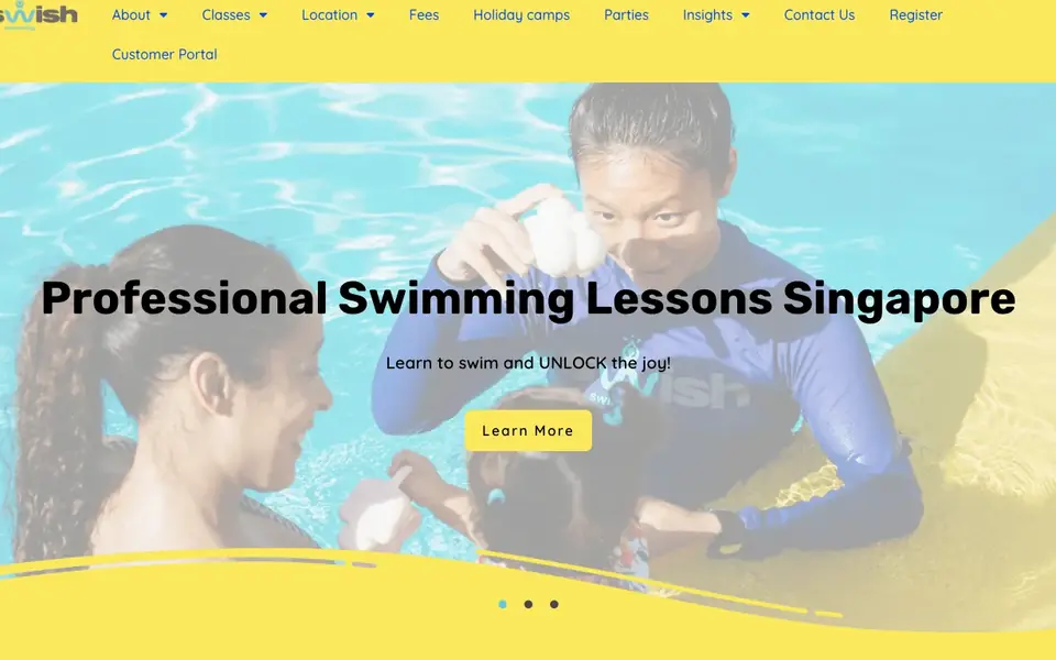 Swish! Swimming website homepage, 4 Oct 2026