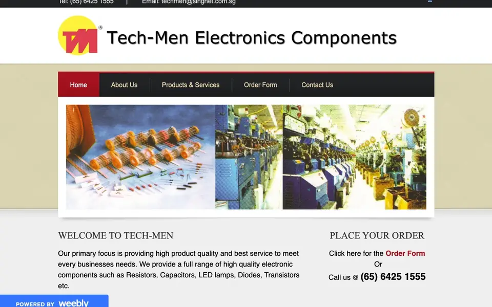 Tech-Men Electronics Component website homepage, 4 Oct 2026