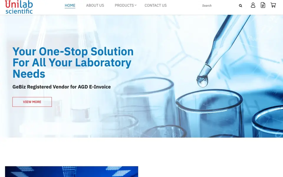 Unilab Scientific website homepage, 4 Oct 2026