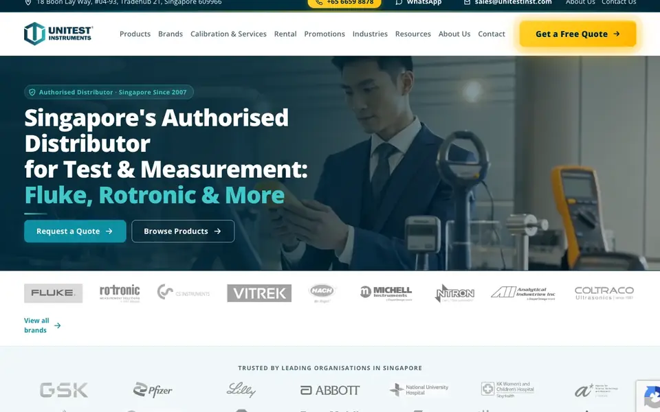 UNITEST INSTRUMENTS PTE LTD website homepage, 4 Oct 2026