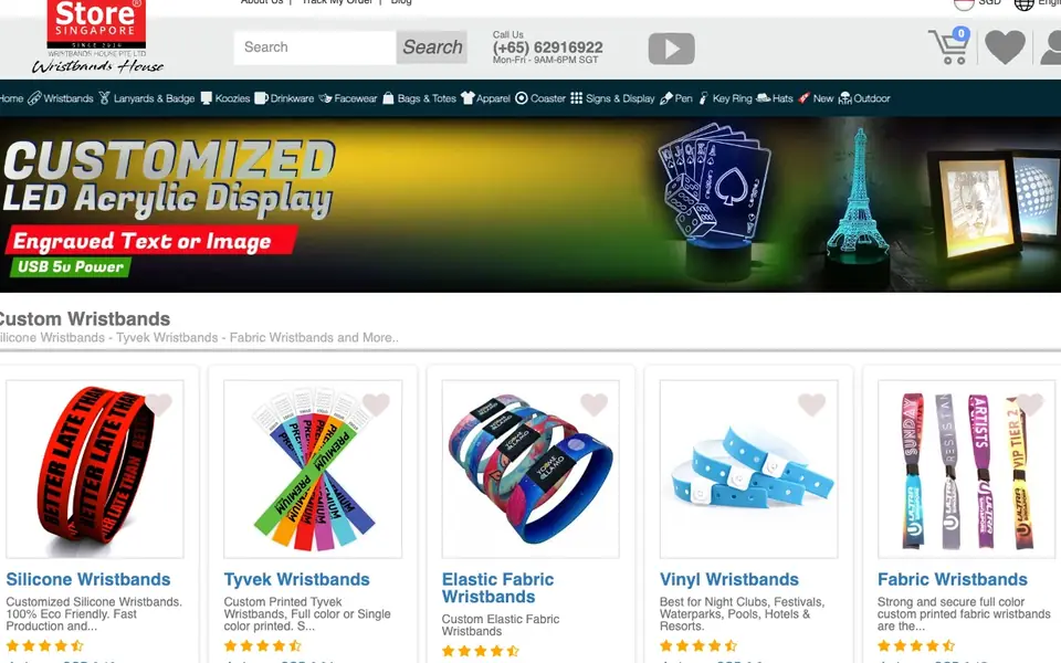 Wristbands House Pte Ltd website homepage, 4 Oct 2026
